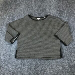 Max Studio London Top Womens Small Black White Diamond Knit Stretch 3/4 Sleeve